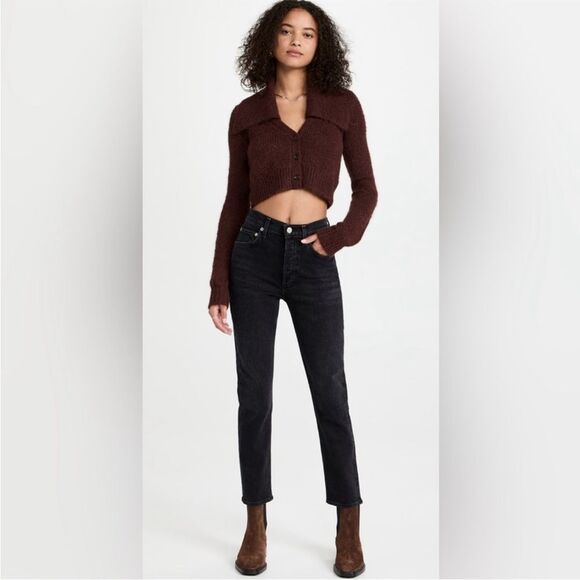 Pistola Alpaca Wool Lenore Collared Crop Cardigan, Size S - Picture 3 of 8